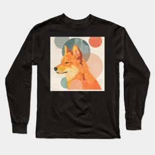 70s Finnish Spitz Vibes: Pastel Pup Parade Long Sleeve T-Shirt